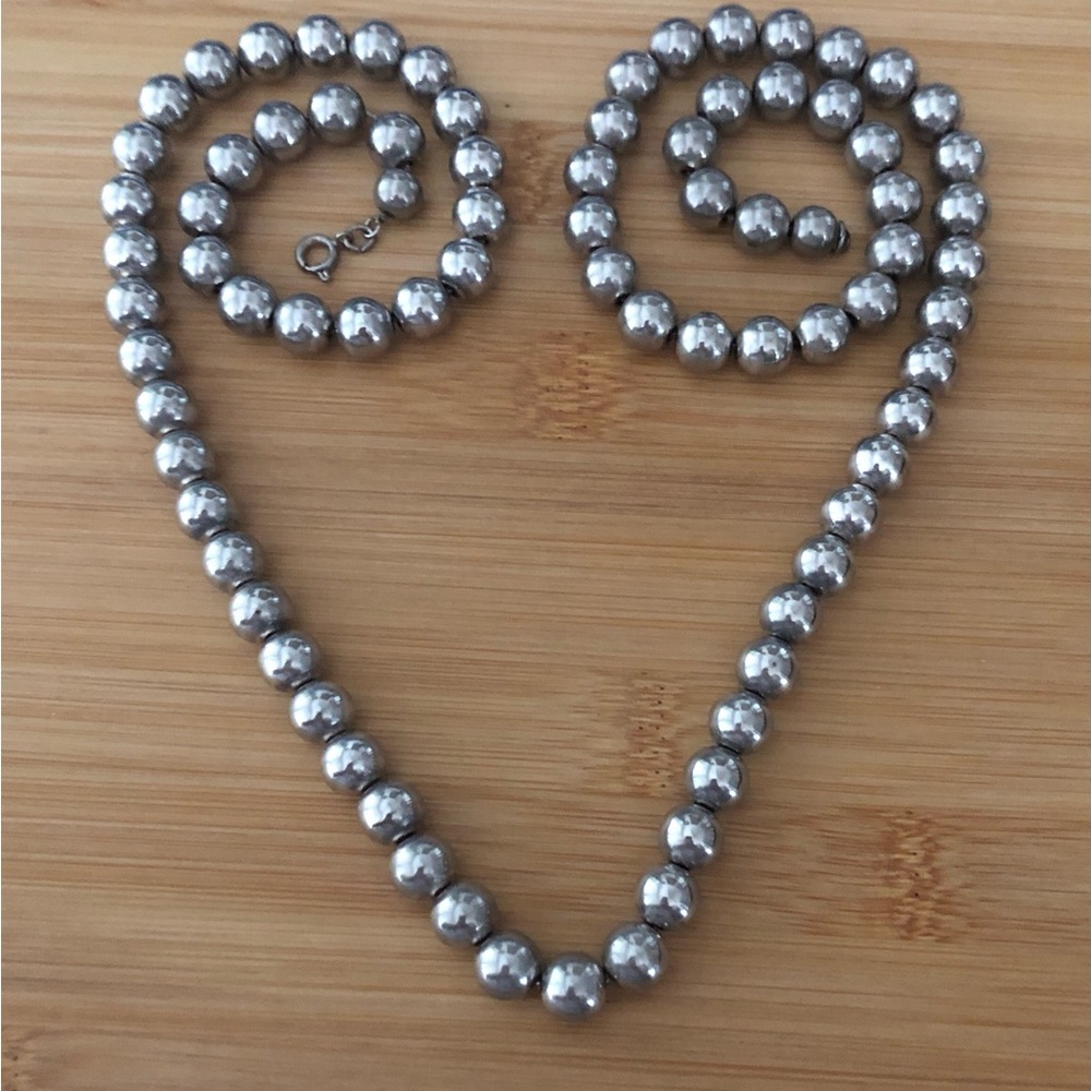$328  Vintage Sterling Silver Bead Estate Necklace  71 Grams  925